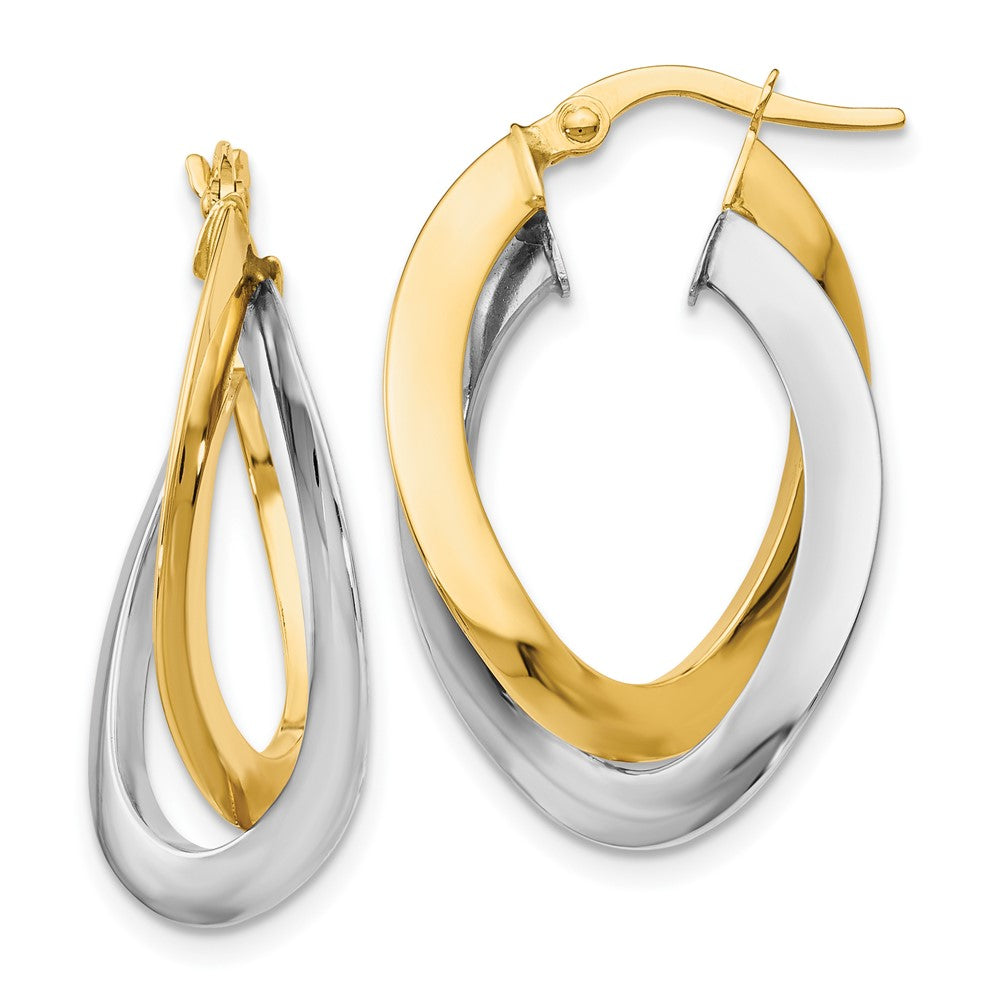 Leslie's 14K Two-tone Polished Twisted Double Hoop EarringsLE410