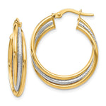 Load image into Gallery viewer, Leslie&#39;s 14K Two-tone Polished and Textured Twisted Hoop EarringsLE421
