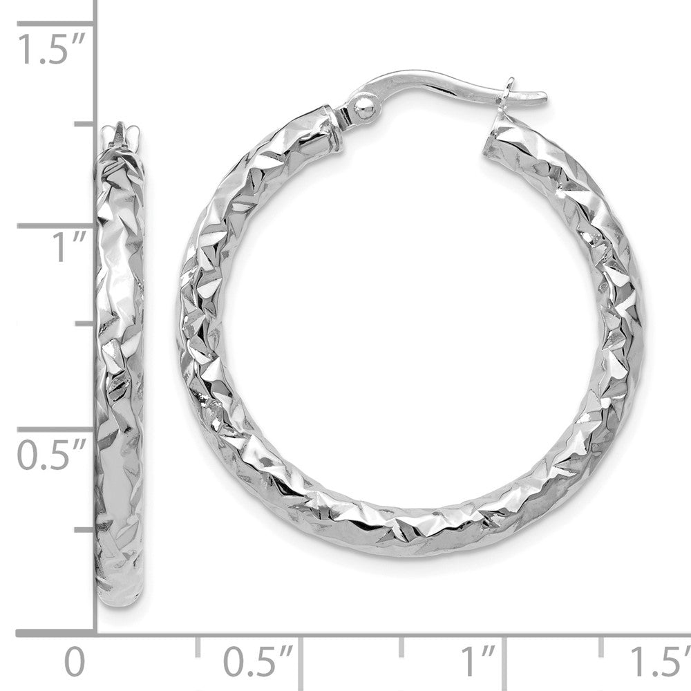 Leslie's 14K ForeverLite White Gold Polished and Textured EarringsLE437