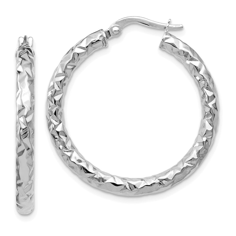 Leslie's 14K ForeverLite White Gold Polished and Textured EarringsLE437