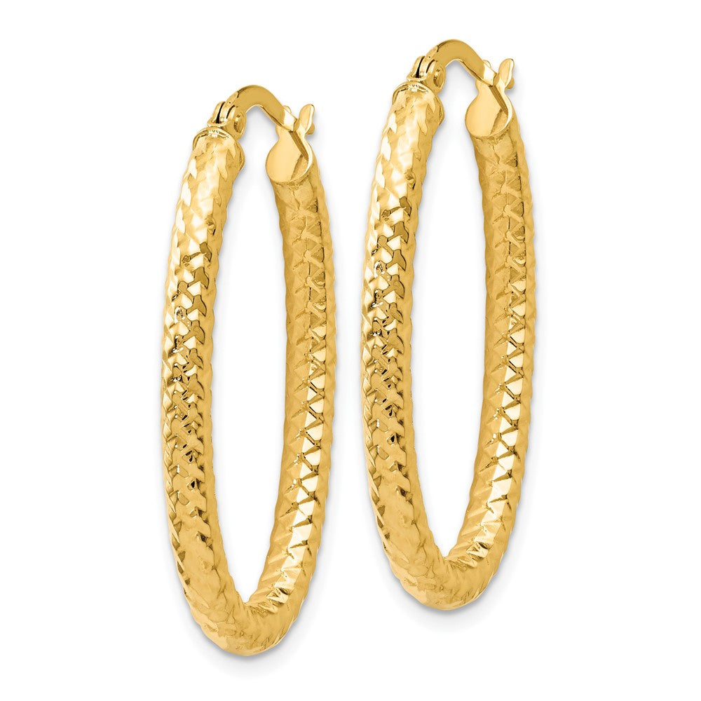 Leslie's 14K ForeverLite Polished and Textured Oval Hoop EarringsLE463