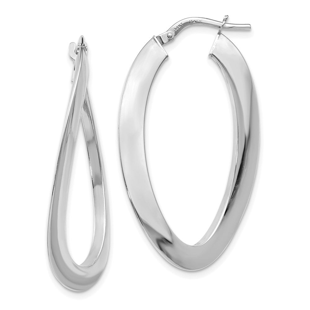 Leslie's 14K White Gold Polished Twisted Oval Hoop EarringsLE557