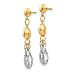 Load image into Gallery viewer, Leslie&#39;s 14K Two-tone Polished and Textured Post Dangle EarringsLE581
