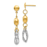 Load image into Gallery viewer, Leslie&#39;s 14K Two-tone Polished and Textured Post Dangle EarringsLE581
