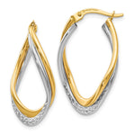 Load image into Gallery viewer, Leslie&#39;s 14K Two-tone Polished and Textured Oval Hoop EarringsLE610
