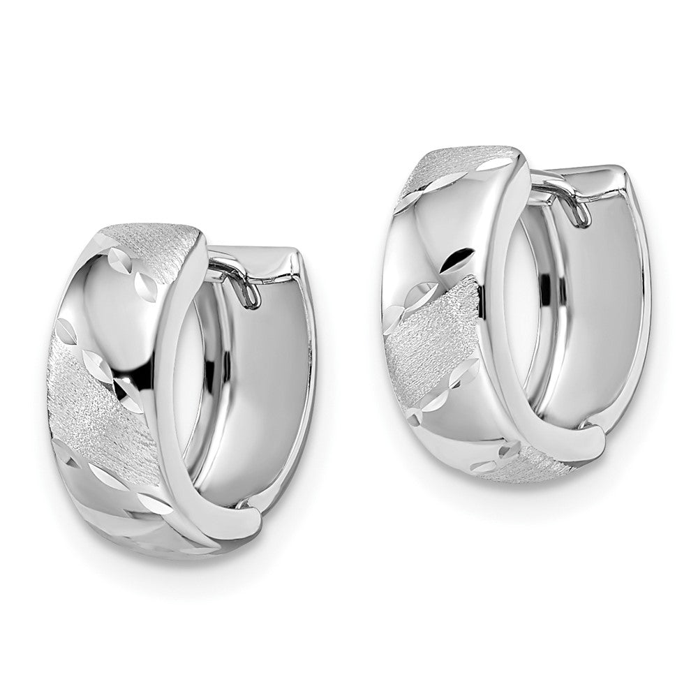 Leslie's 14K White Gold Polished and Satin Hinged Hoop EarringsLE617
