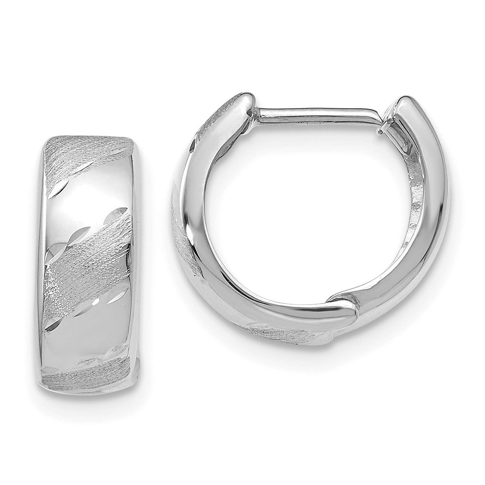 Leslie's 14K White Gold Polished and Satin Hinged Hoop EarringsLE617