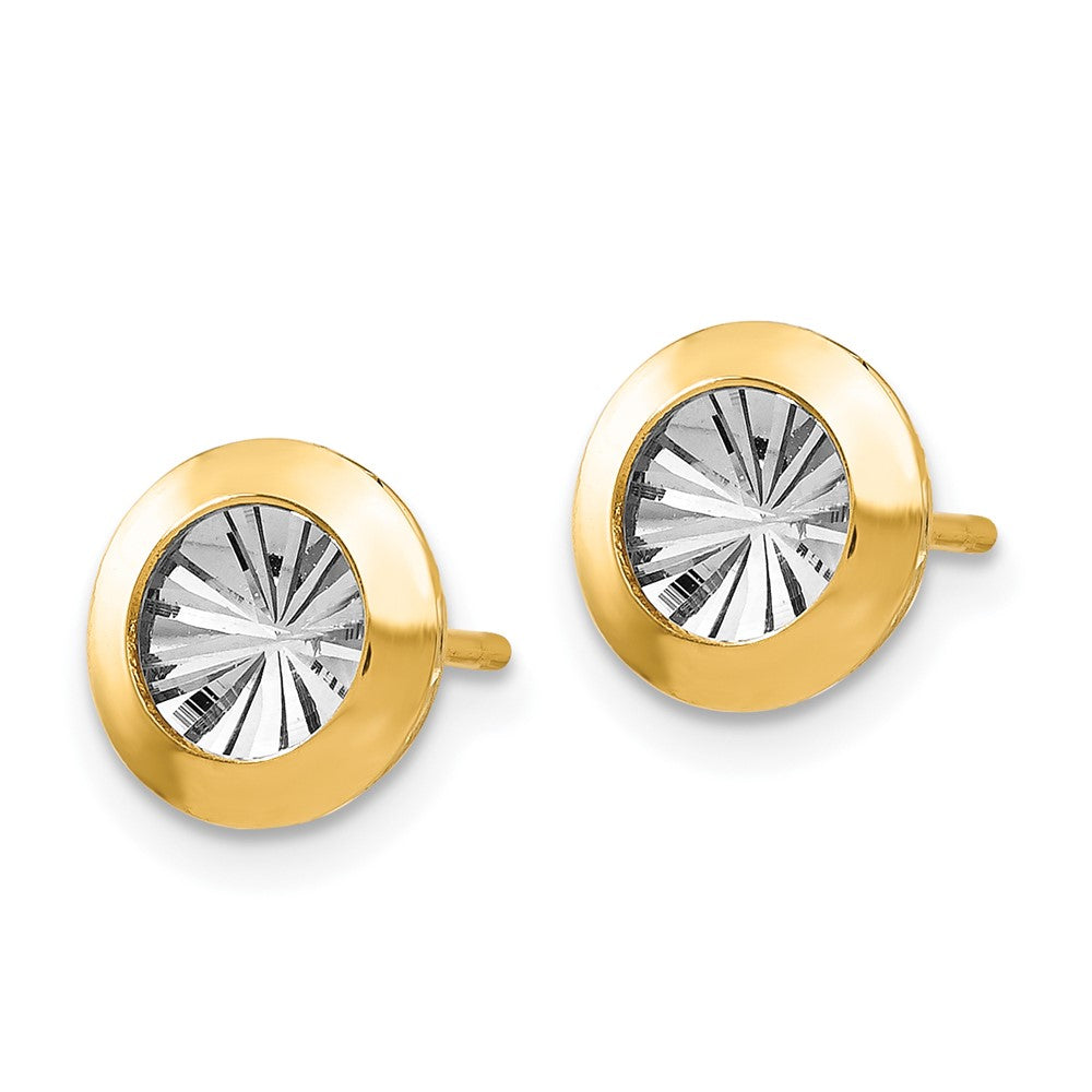 Leslie's 14K Rhodium and Polished and D/C Post EarringsLE619