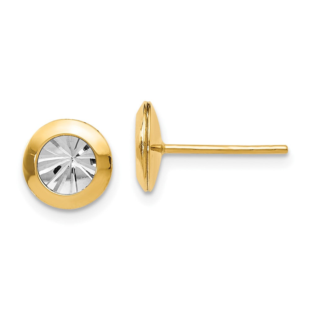 Leslie's 14K Rhodium and Polished and D/C Post EarringsLE619