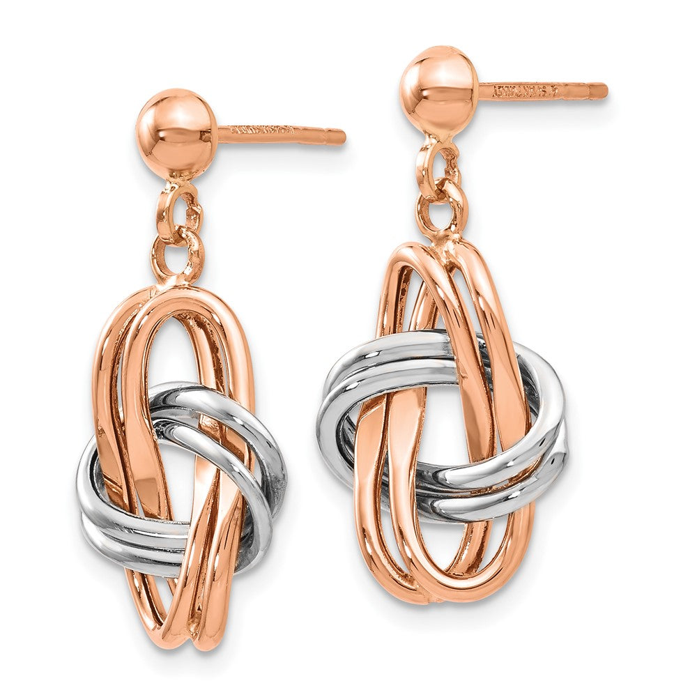 Leslie's 14K Two-tone Rose & White Polished Post Dangle EarringsLE649