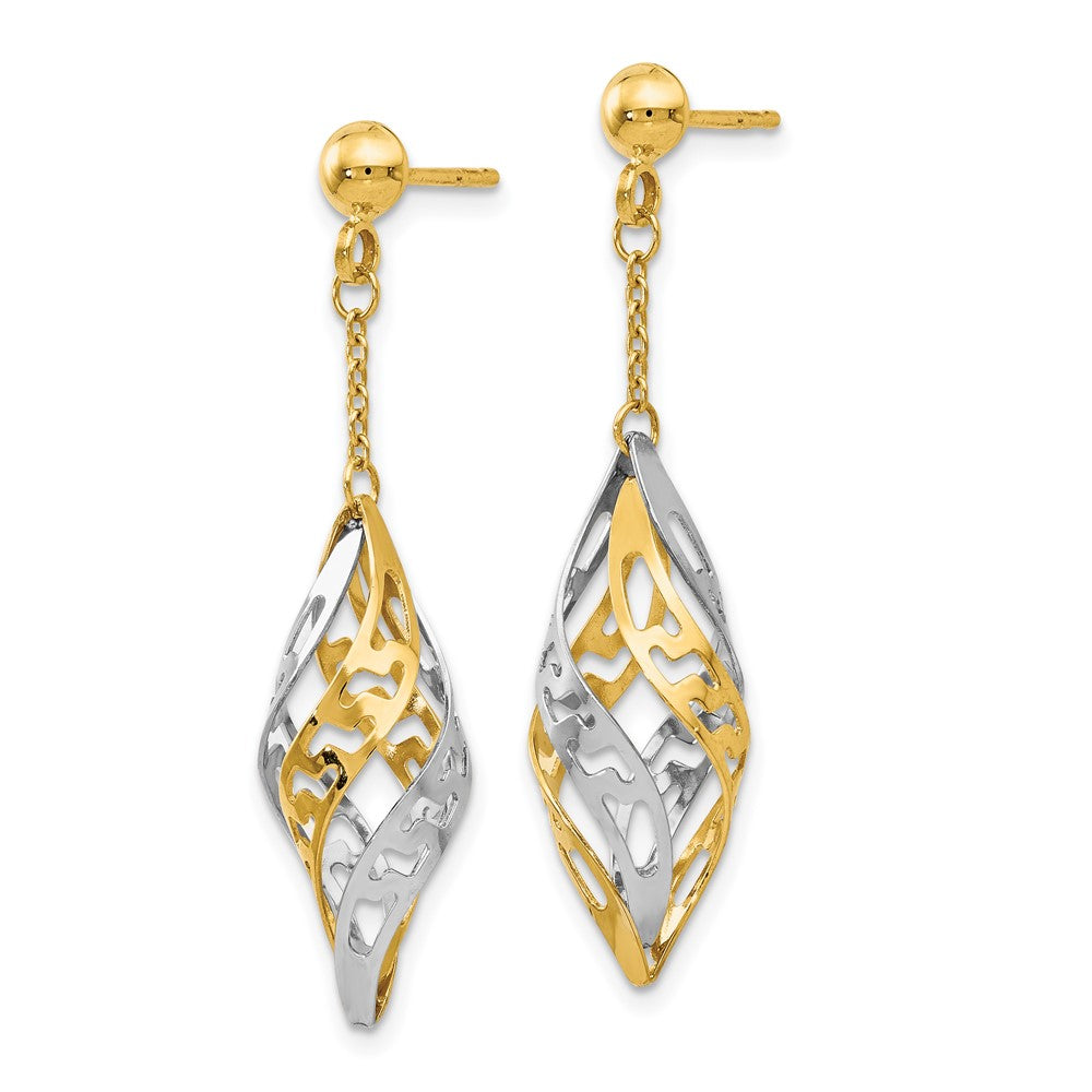 Leslie's 14K Two-tone Polished Post Dangle EarringsLE677