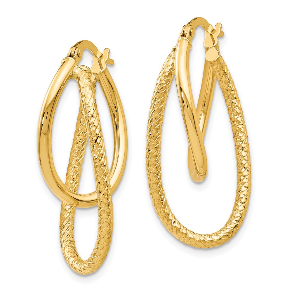 Leslie's 14K Polished and Textured Hinged Hoop EarringsLE753