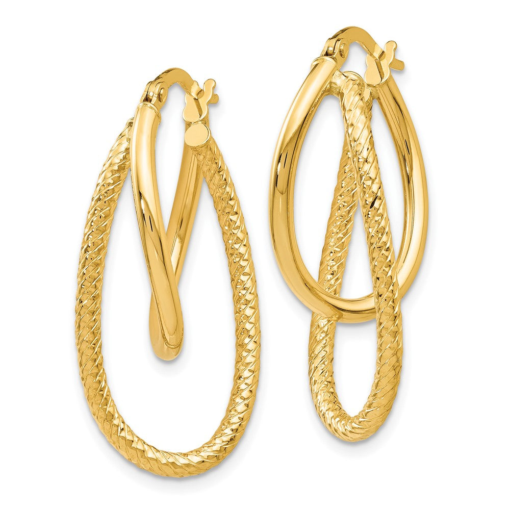 Leslie's 14K White Gold Polished and Textured Hinged Hoop EarringsLE754