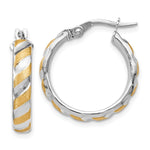 Load image into Gallery viewer, Leslie&#39;s 14K White Gold with Yellow Polished Textured Hoop EarringsLE854
