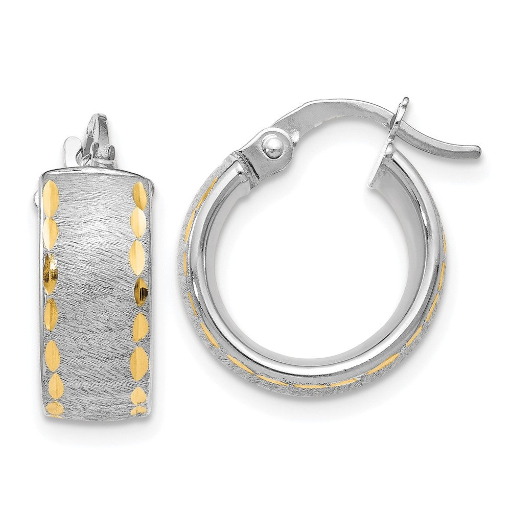 Leslie's 14K White Gold Polished D/C Brushed Small Hoop EarringsLE866