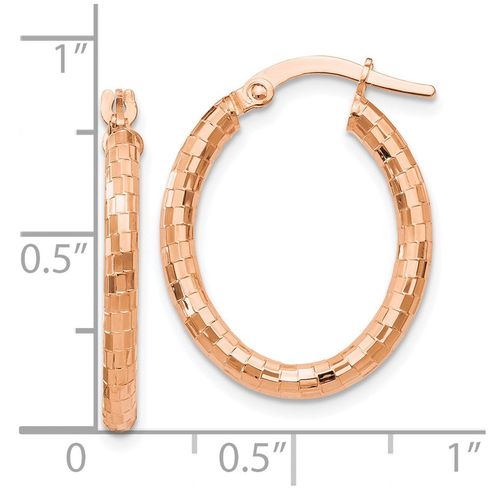 Leslie's 14K Rose Gold Textured Oval Hoop EarringsLE875