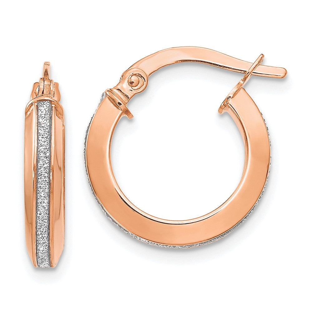 Leslie's 14K Rose Gold Polished Glimmer Infused Hoop EarringsLE876