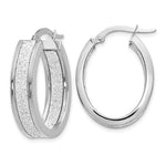 Load image into Gallery viewer, Leslie&#39;s 14K White Gold Polished Glimmer Infused Oval Hoop EarringsLE951
