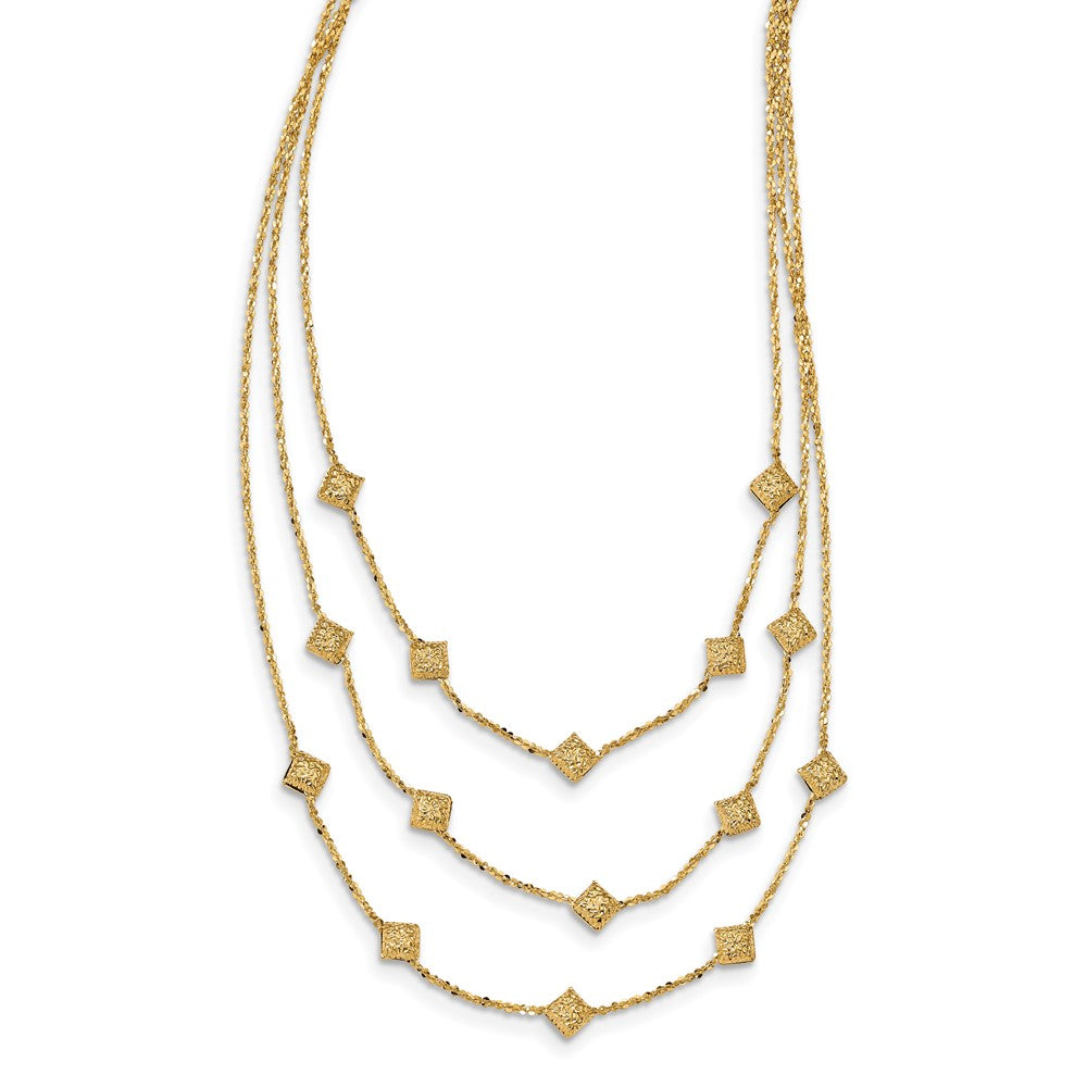 Leslie's 14K Polished & Textured 3 Strand NecklaceLF1010-17.5