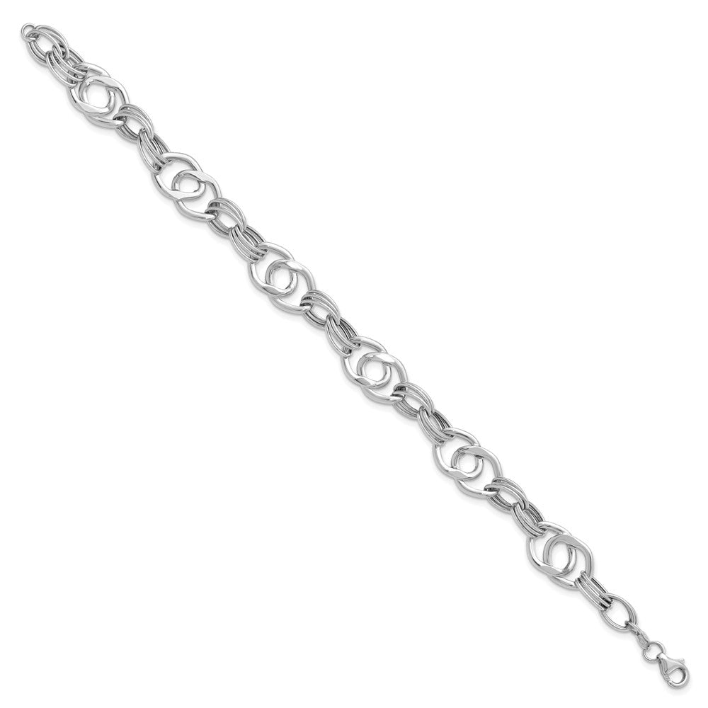 Leslie's 14K White Gold Polished Fancy Link BraceletLF1063-7.75