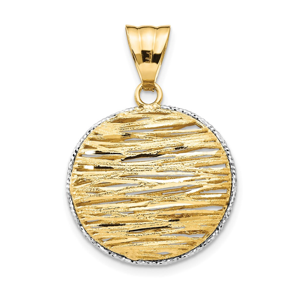 Leslie's 14K w/Rhodium Polished D/C Hollow PendantLF1091