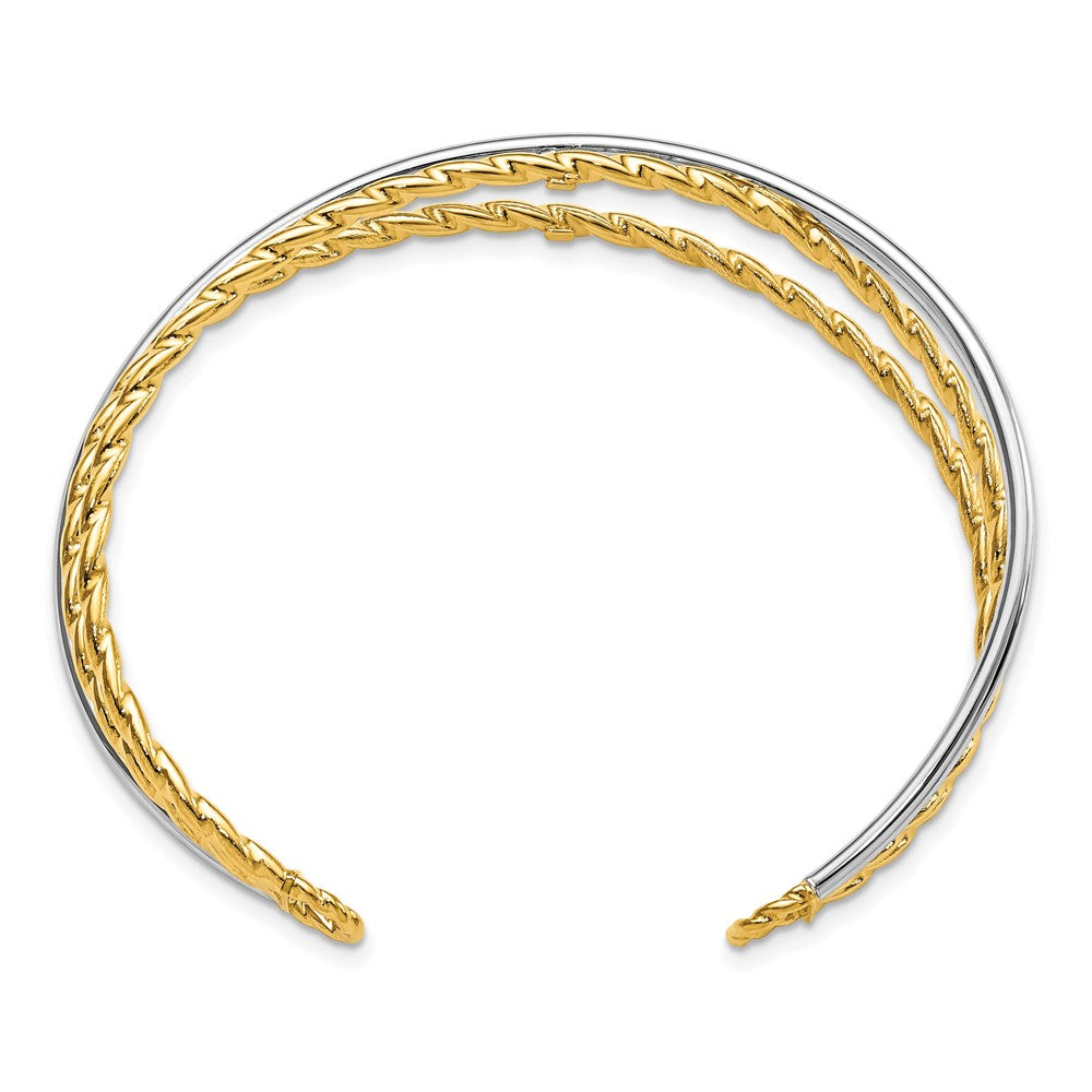 Leslie's 14K Two-tone Polished Textured Cuff BangleLF1114