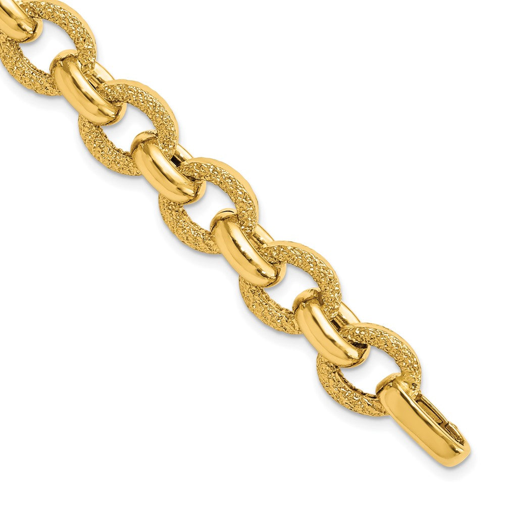 Leslie's 14K Polished & Textured Fancy Link BraceletLF1169-7.5