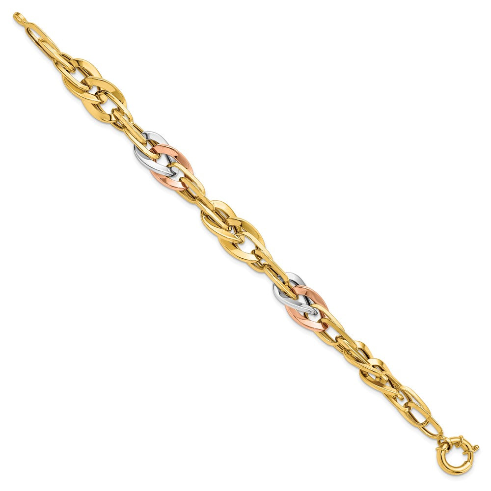 Leslie's 14K Two-tone w/White Rhodium Polished Fancy Link BraceletLF1185-7.5