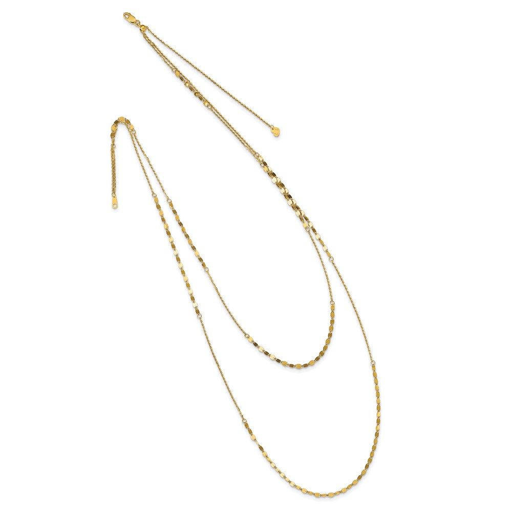 Leslie's 14K Polished D/C Adjustable 2 Layer w/3.5in ext. NecklaceLF1187-18