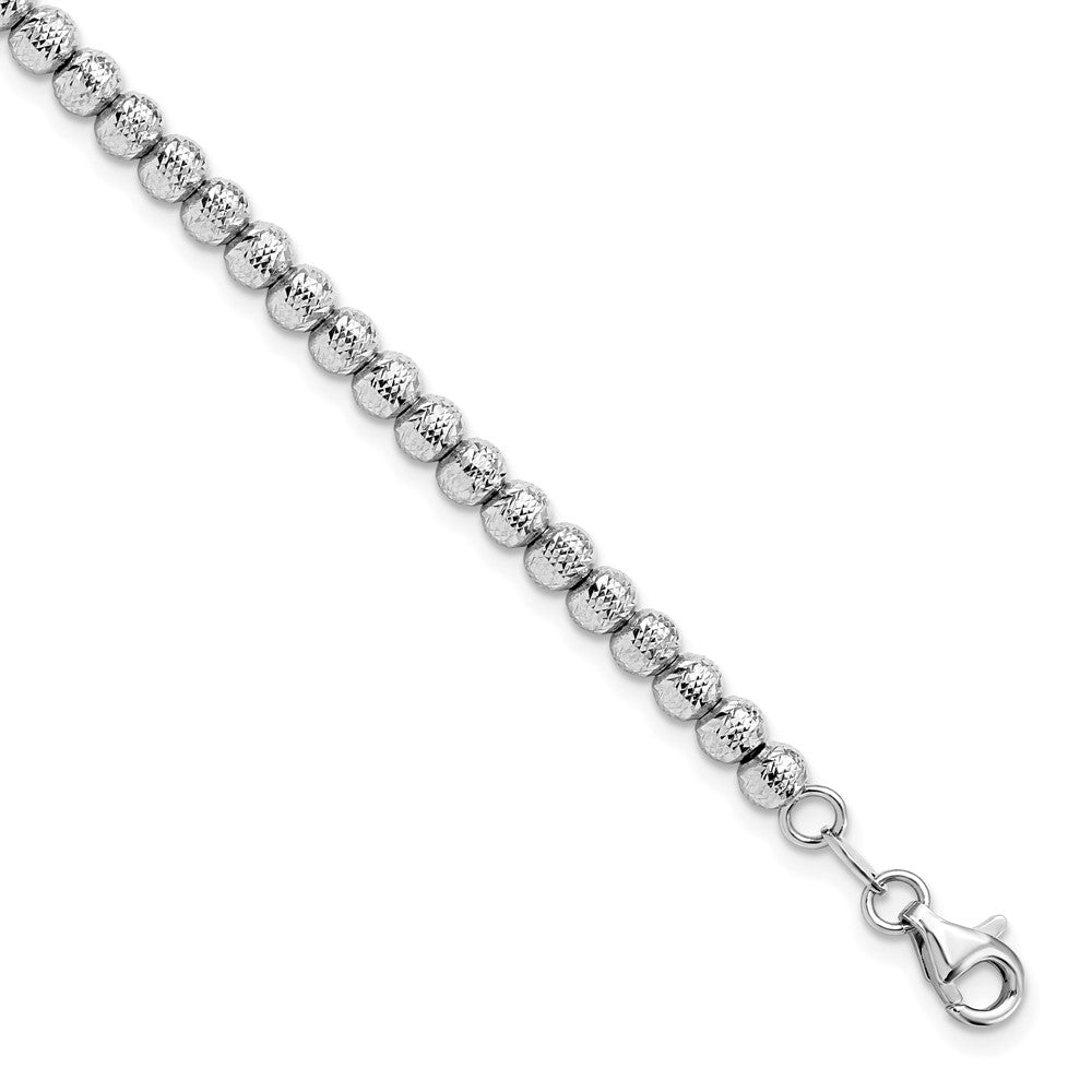 Leslie's 14K White Gold D/C Beaded BraceletLF120-7.25