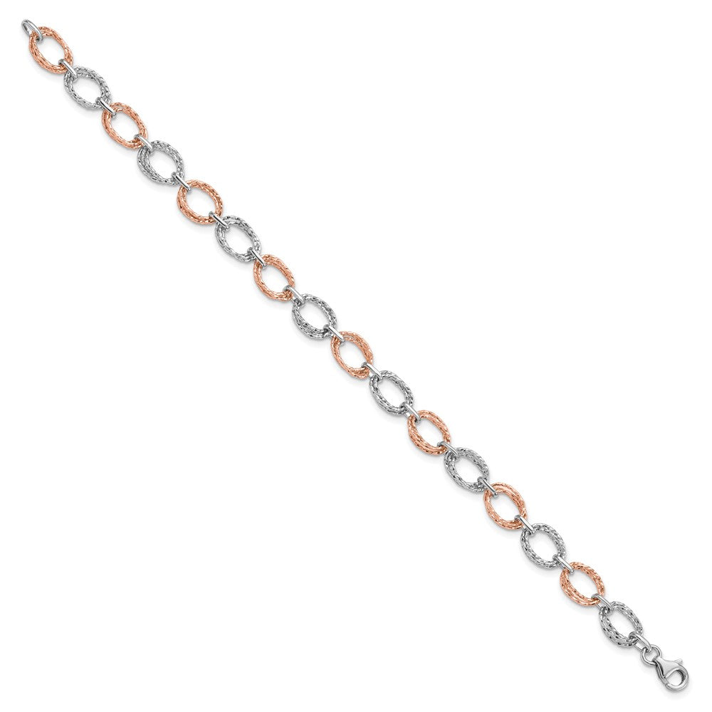 Leslie's 14K Two-tone Polished & Textured BraceletLF1232-7.25