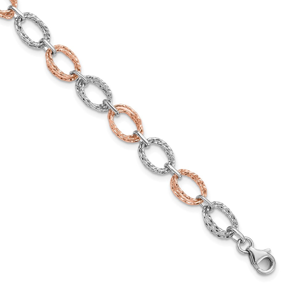 Leslie's 14K Two-tone Polished & Textured BraceletLF1232-7.25