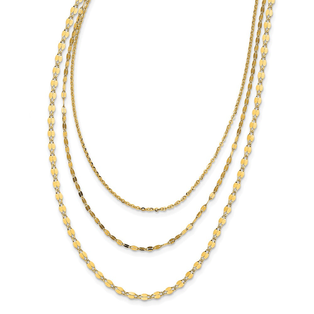 Leslie's 14K Polished D/C Layered Adjustable Slip-on NecklaceLF1276