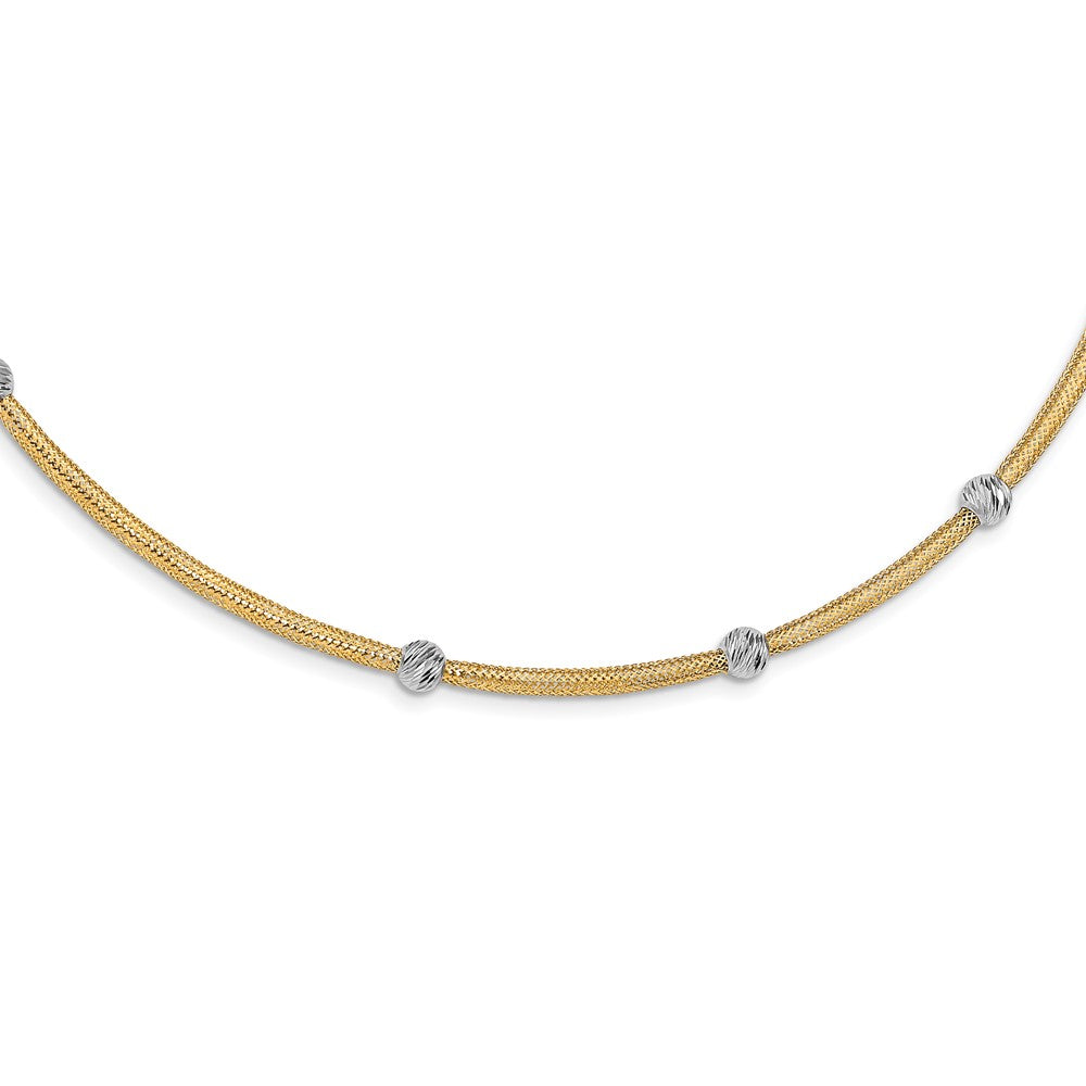 Leslie's 14K Two-tone Polished D/C Mesh NecklaceLF1282-17.75