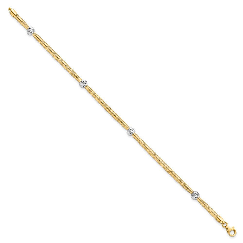 Leslie's 14K Two-tone Polished D/C Mesh BraceletLF1282-7.5