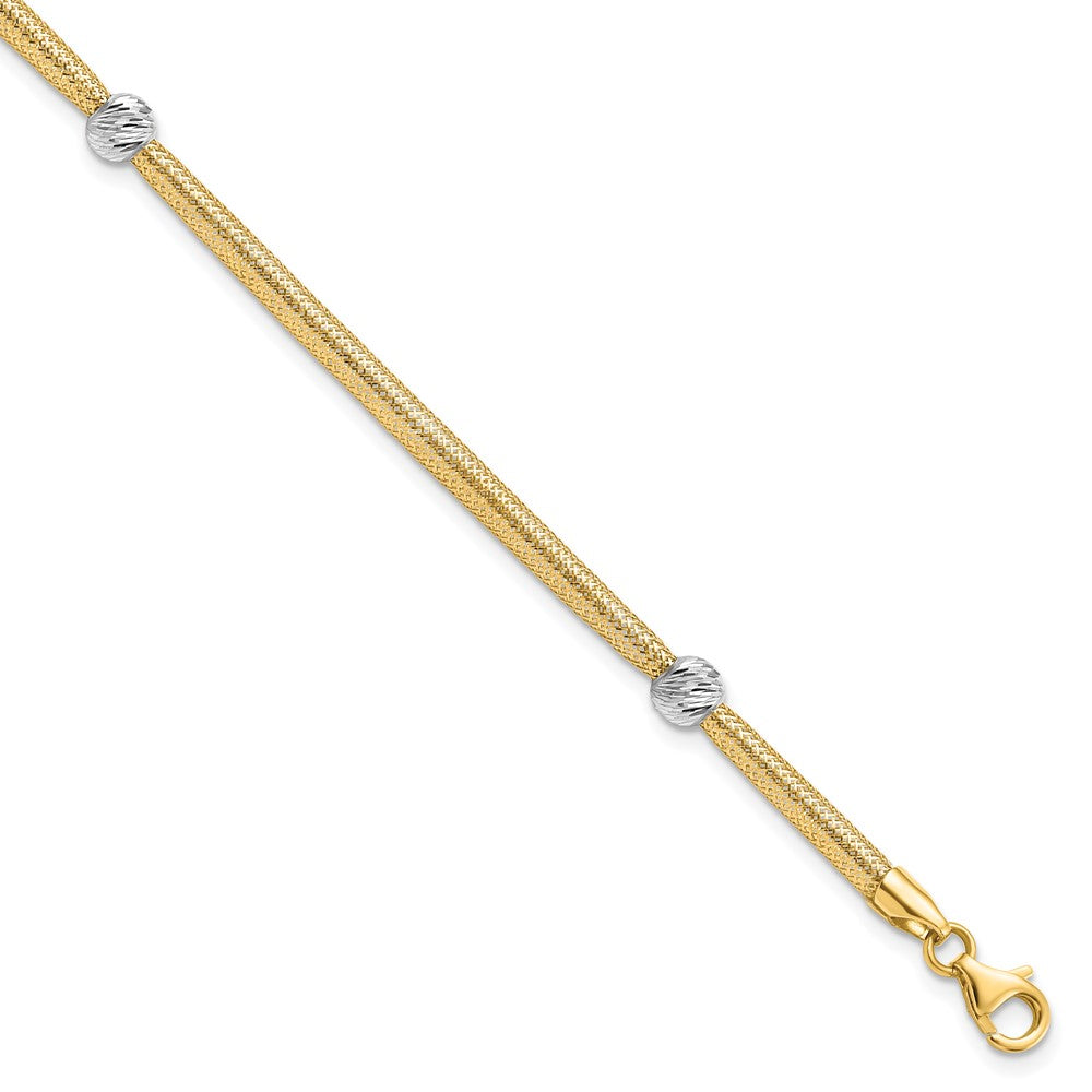 Leslie's 14K Two-tone Polished D/C Mesh BraceletLF1282-7.5