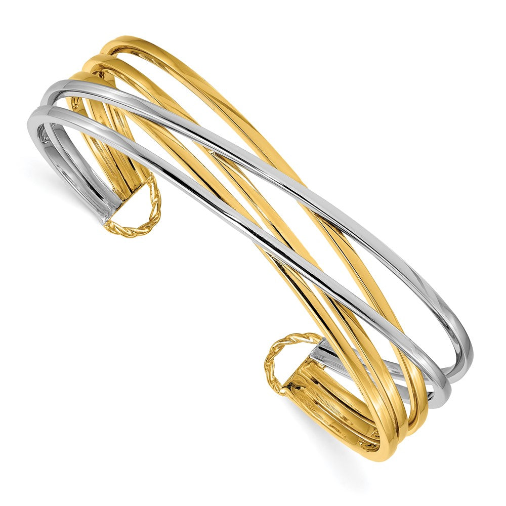 Leslie's 14K Two-tone Polished Slip-on Cuff BangleLF1288