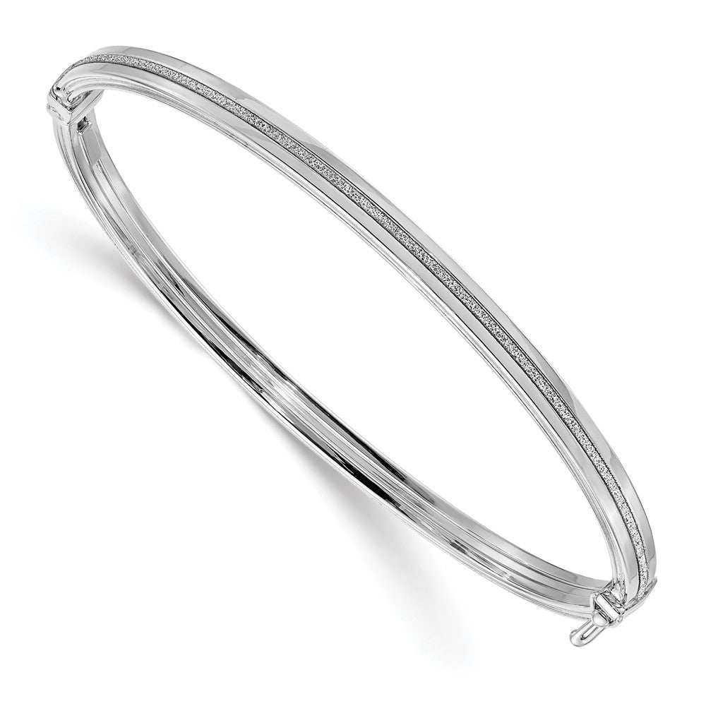 Leslie's 14K White Gold Polished Glimmer Infused Hinged BangleLF1291W
