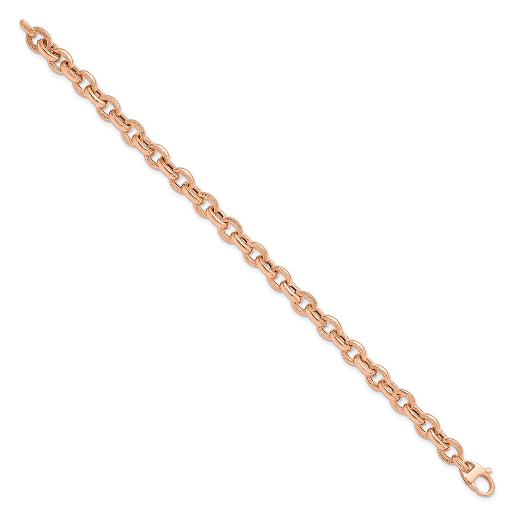 Leslie's 14K Rose Gold Textured Link BraceletLF1294R-7.5