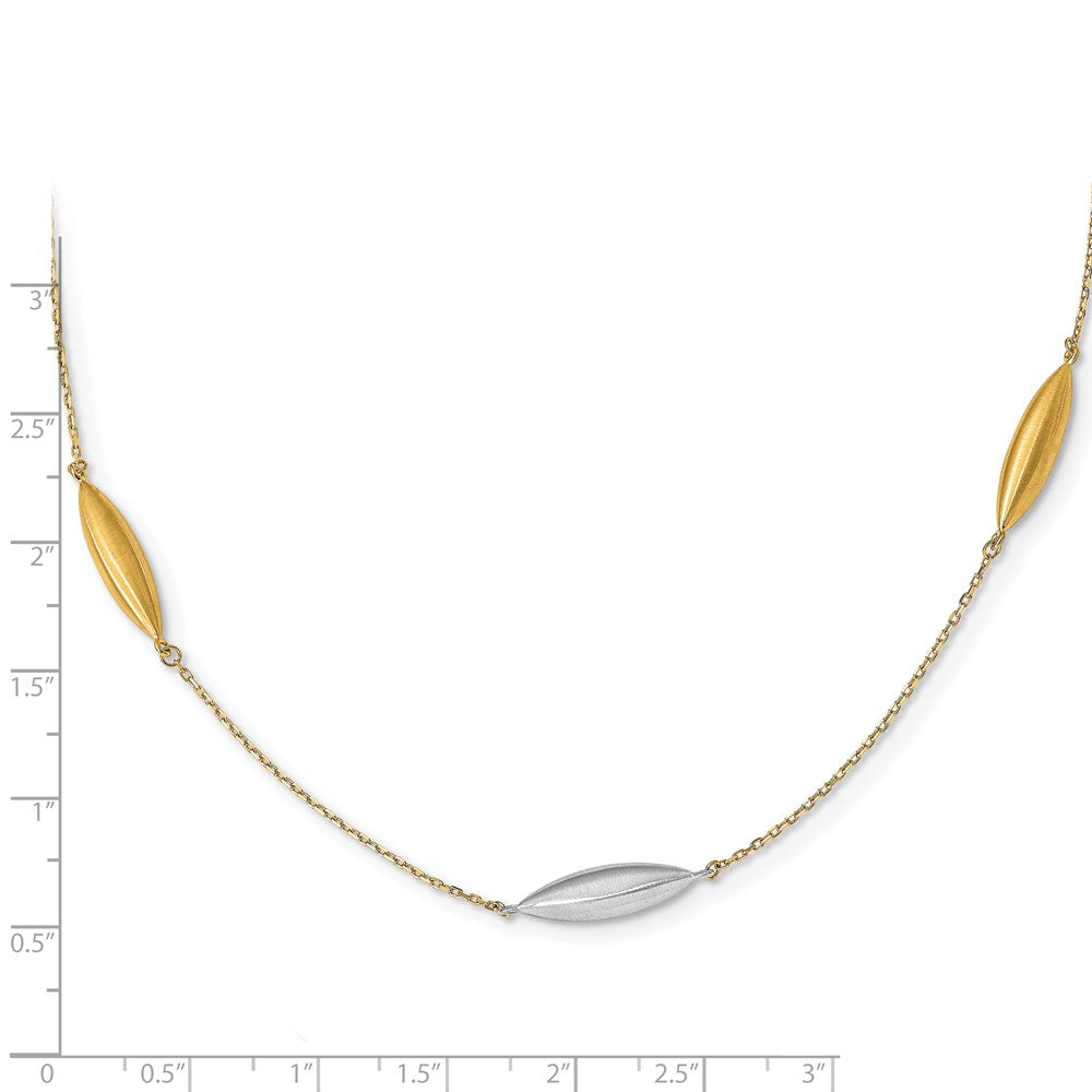Leslie's 14k Two-tone Scratch Finish w/ 1in ext NecklaceLF1312-18