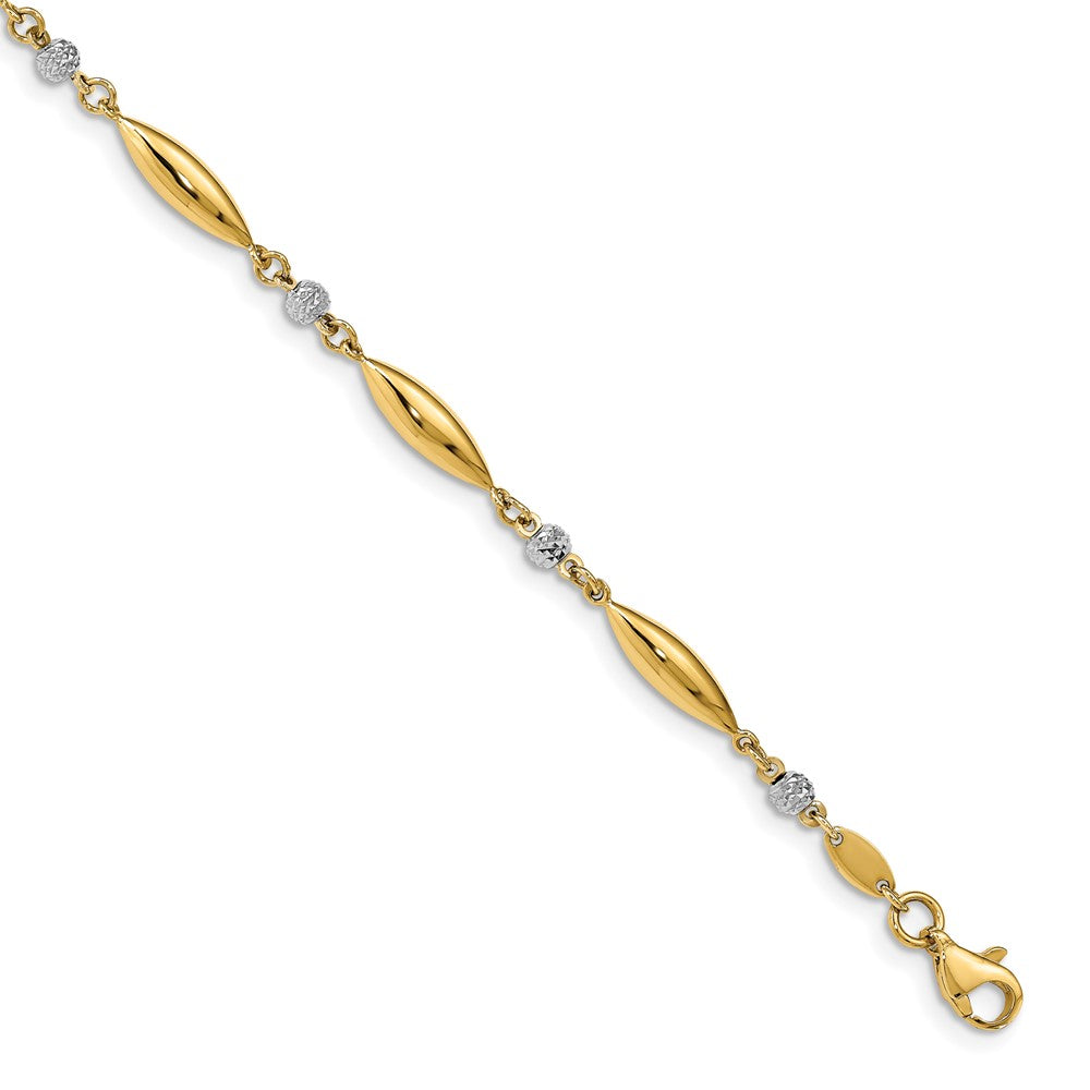 Leslie's 14k Two-tone Polished D/C Fancy Link BraceletLF1315-7.5