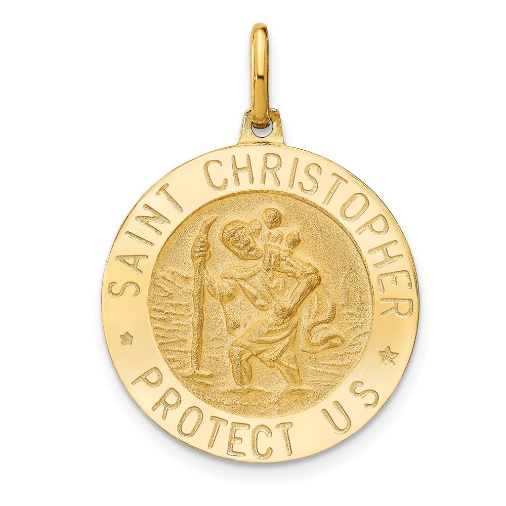 Leslie's 14k Polished and Satin Round St. Christopher PendantLF1343