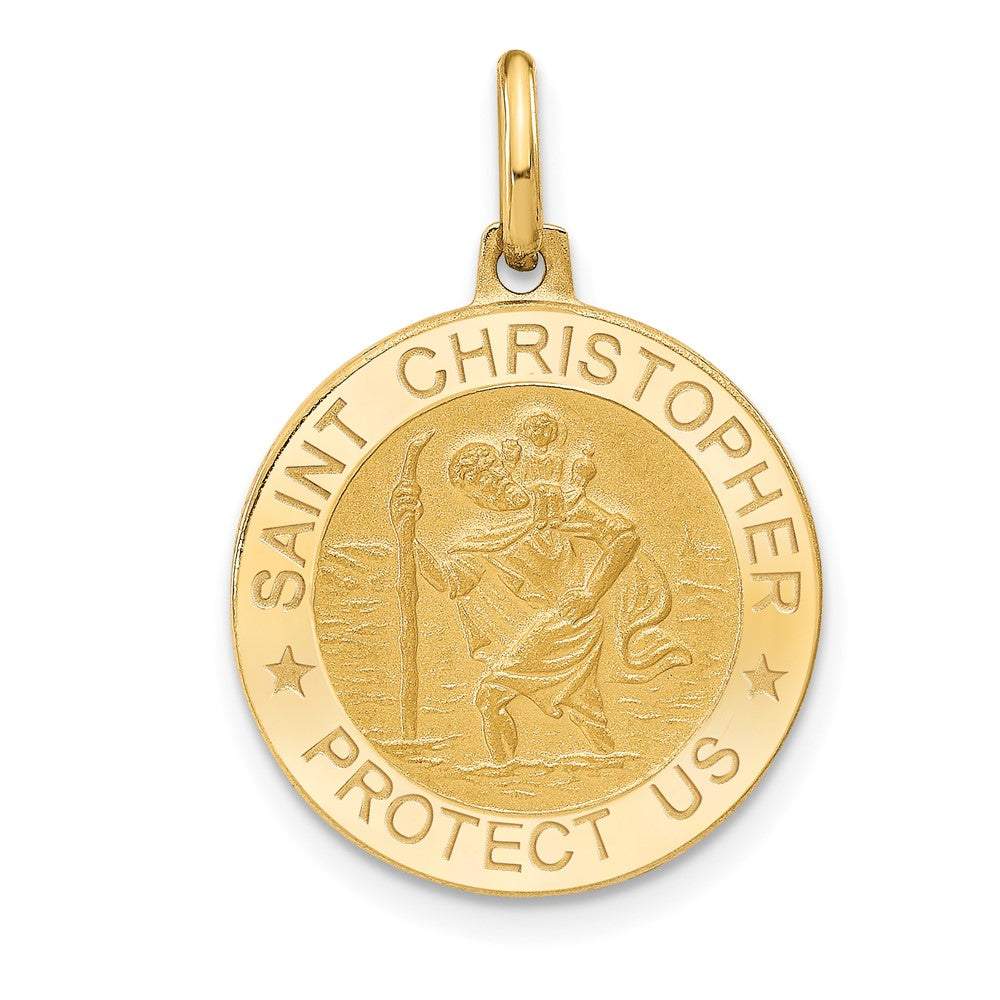 Leslie's 14k Polished and Satin Round St. Christopher PendantLF1344