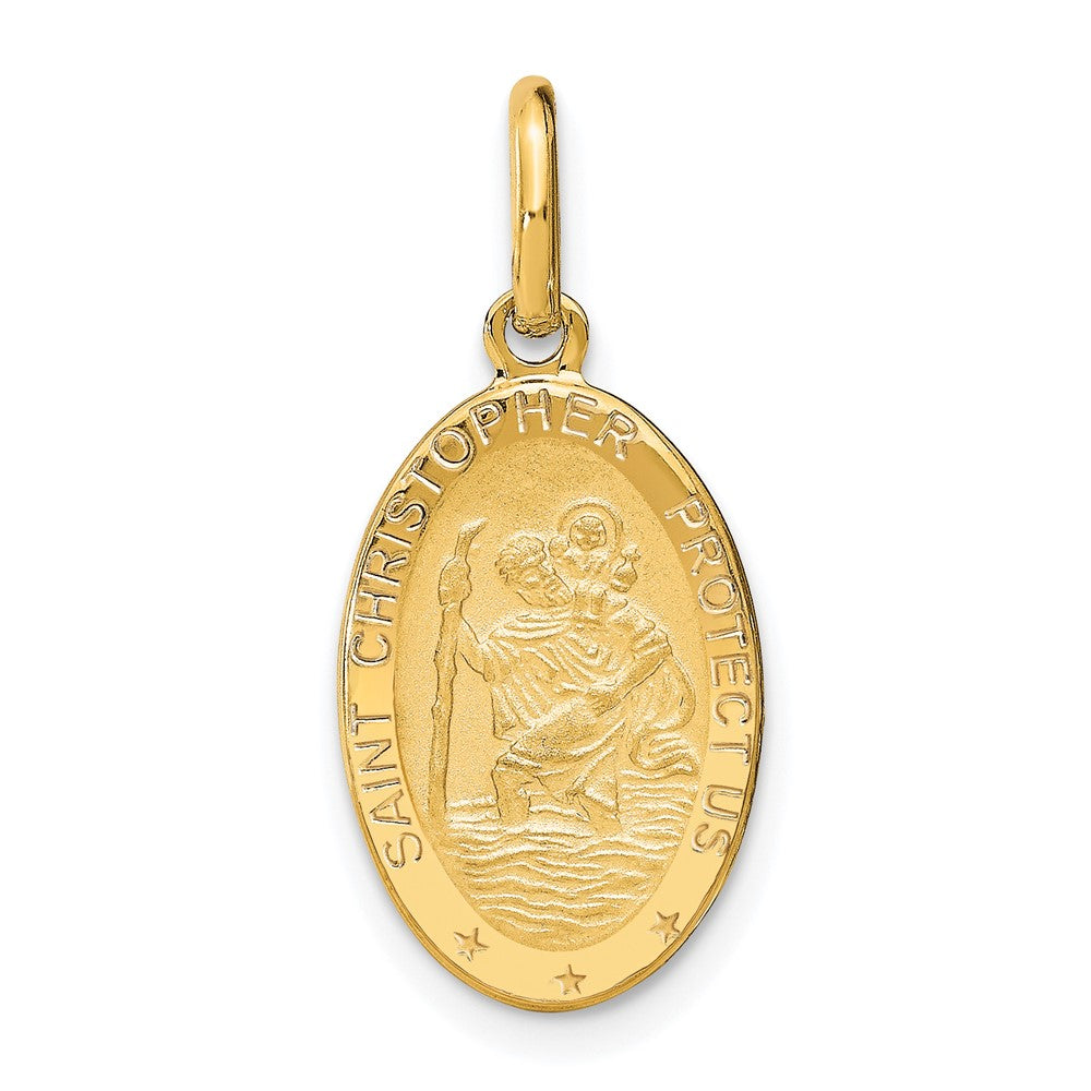 Leslie's 14k Polished and Satin Oval St. Christopher PendantLF1347