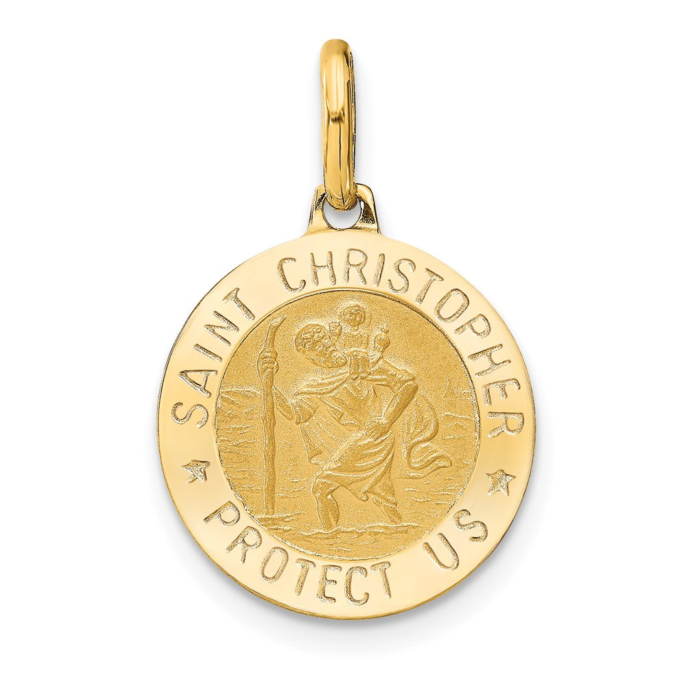 Leslie's 14k Polished and Satin Round St. Christopher PendantLF1348