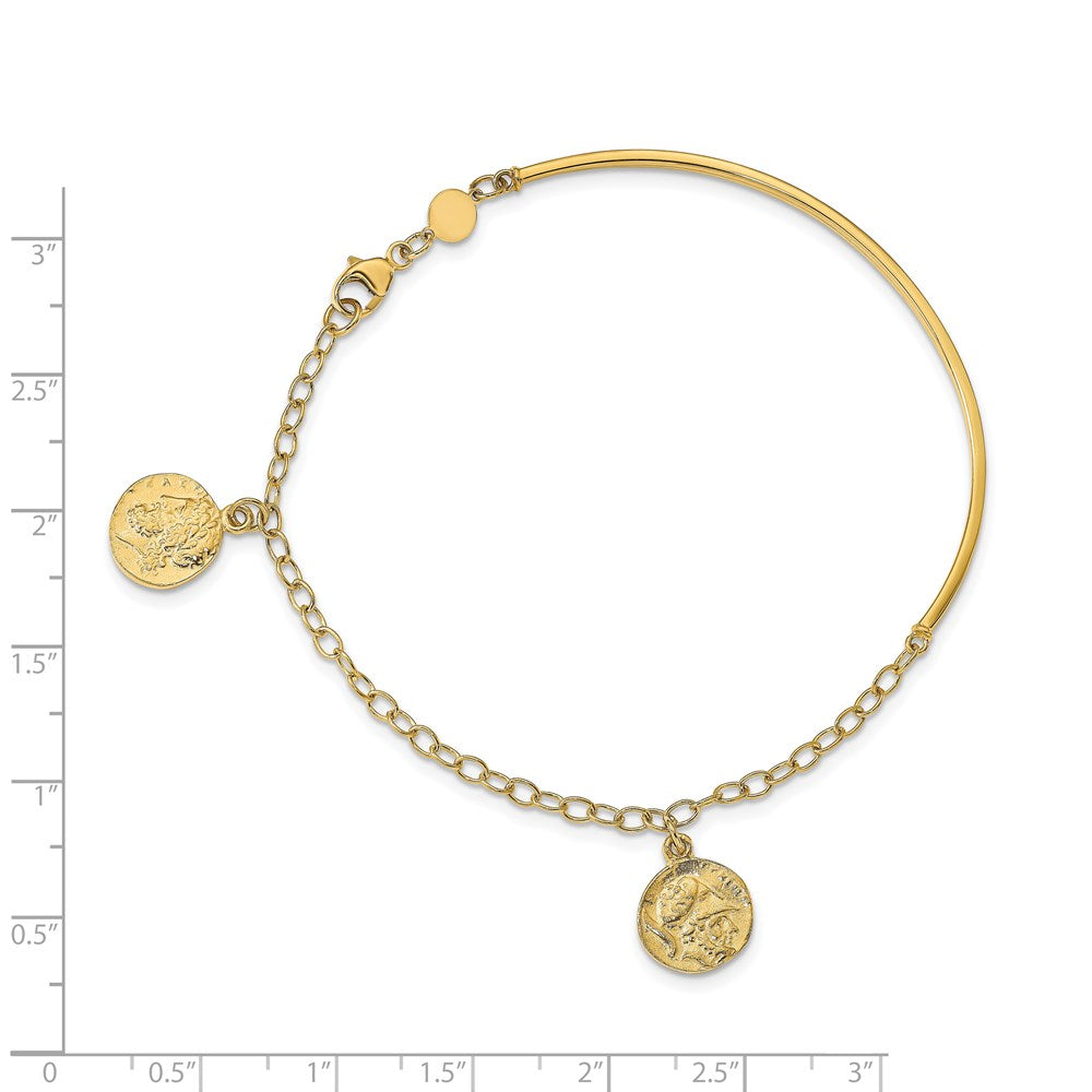 Leslie's 14k Polished Roman Coin Bangle BraceletLF1349-7.5