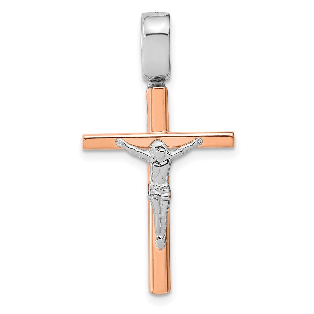 Leslie's 14k Rose and White Polished Crucifix PendantLF1355