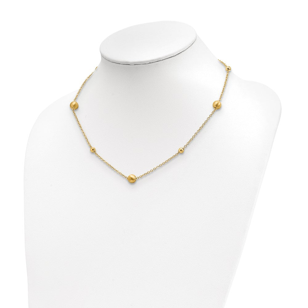 Leslie's 14k Polished and Scratch-Finish Beaded w/ 2in ext. NecklaceLF1357-17