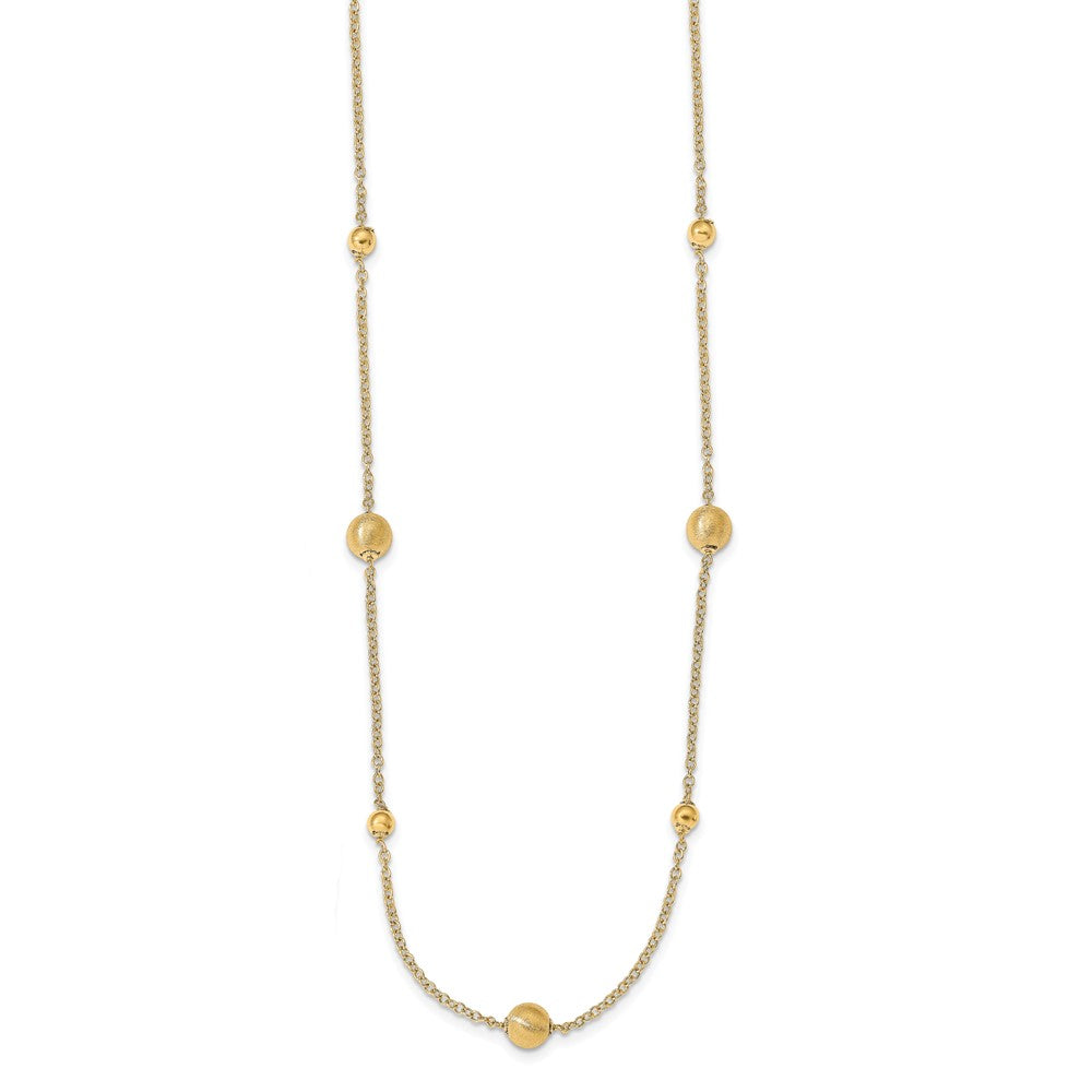 Leslie's 14k Polished and Scratch-Finish Beaded w/ 2in ext. NecklaceLF1357-17
