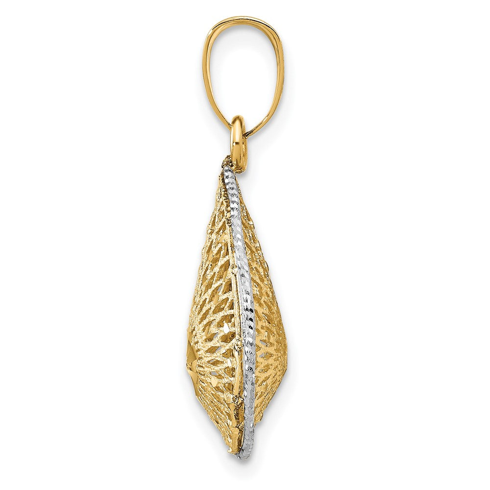 Leslie's 14k Rhodium-plated D/C Filigree Teardrop PendantLF1366